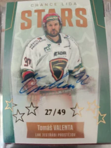 Tomáš Valenta Stars signature 27/49 Prostějov 22/23 1. série